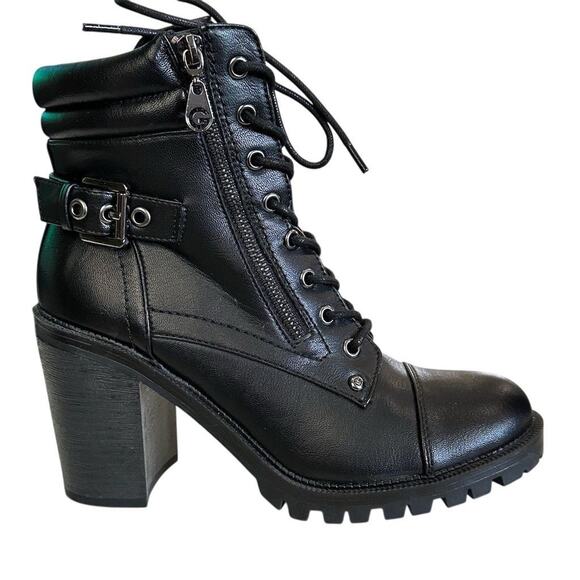 GBG Guess Women's Jayden Black Combat Boots Size 8.5 Ankle Chunky Heel - Picture 1 of 10